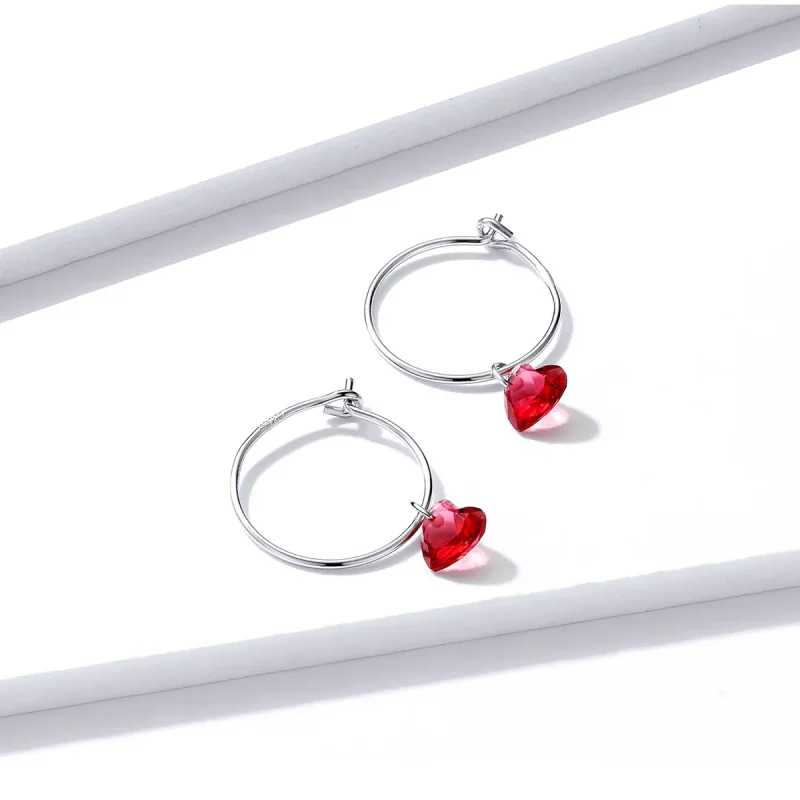 (image for) Pandora Style Silver Heart Dangle Earrings - BSE317 - View 2