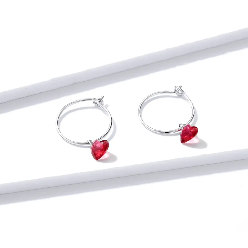 (image for) Pandora Style Silver Heart Dangle Earrings - BSE317 - View 4