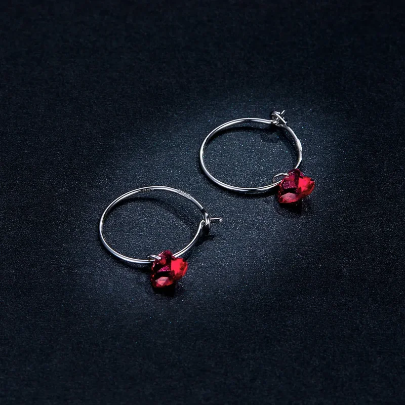 (image for) Pandora Style Silver Heart Dangle Earrings - BSE317 - View 9