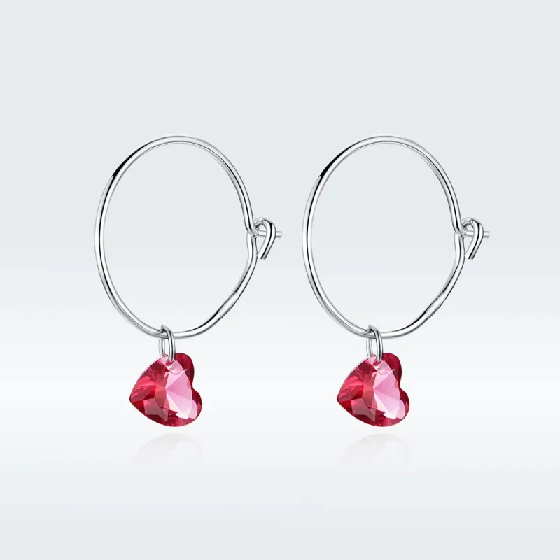 (image for) Pandora Style Silver Heart Dangle Earrings - BSE317