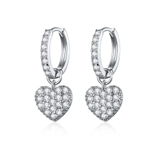 (image for) Pandora Style Silver Heart Shape Dangle Earrings - SCE821