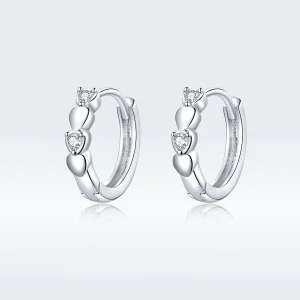 (image for) Pandora Style Silver Heart Shape Hoop Earrings - SCE777