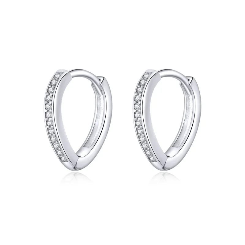 (image for) Pandora Style Silver Heart Shape Hoop Earrings - SCE868