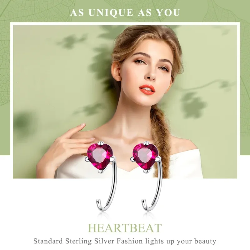 (image for) Pandora Style Silver Heartbeat Hanging Earrings - SCE531 - View 2