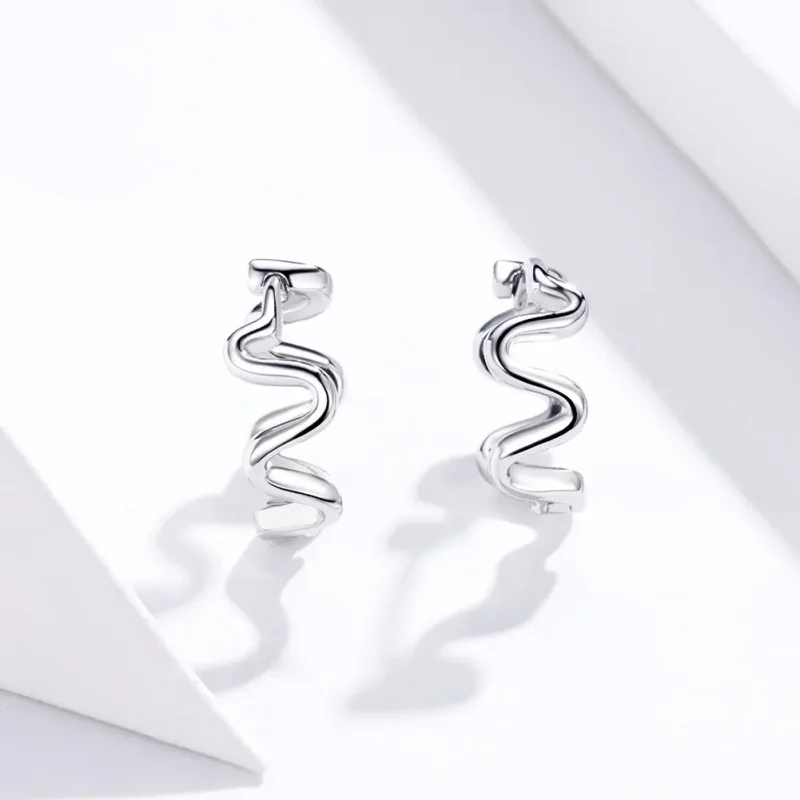 (image for) Pandora Style Silver Heartbeats Radians Stud Earrings - SCE672 - View 2