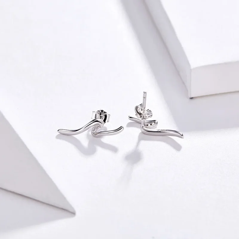 (image for) Pandora Style Silver Heartbeats Stud Earrings - SCE620 - View 2