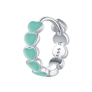 (image for) Pandora Style Silver Hearts Hoop Earrings - SCE1052-TQ