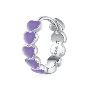 (image for) Pandora Style Silver Hearts Hoop Earrings - SCE1052-VT