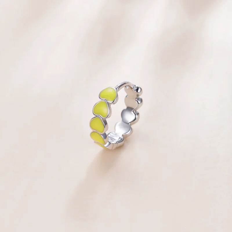 (image for) Pandora Style Silver Hearts Hoop Earrings - SCE1052-YE - View 2