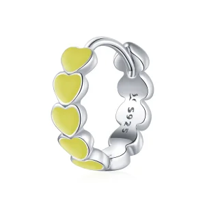 (image for) Pandora Style Silver Hearts Hoop Earrings - SCE1052-YE