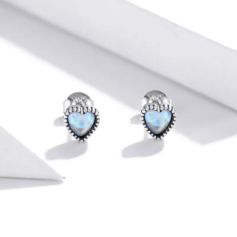 (image for) Pandora Style Silver Hearts of glass Stud Earrings - SCE929 - View 2