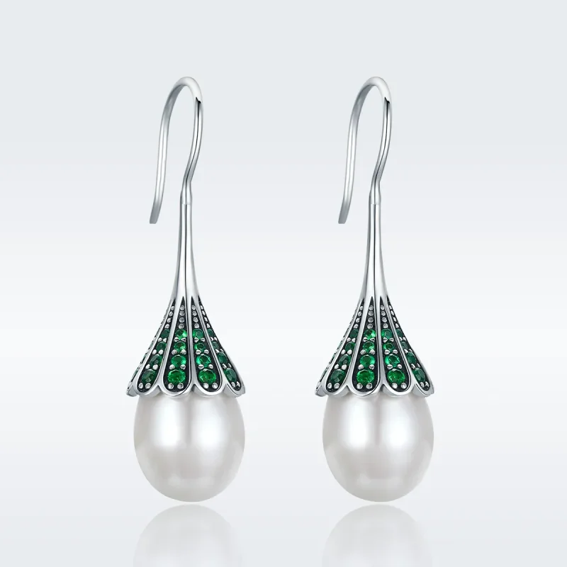 (image for) Pandora Style Silver Her Whisper Hanging Earrings - SCE204 - View 3