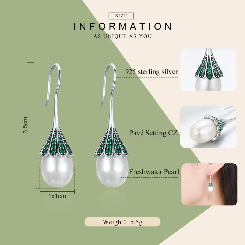(image for) Pandora Style Silver Her Whisper Hanging Earrings - SCE204 - View 4
