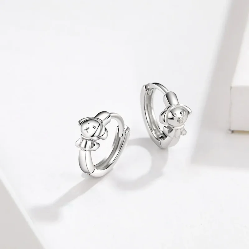 (image for) Pandora Style Silver Honest Puppy Hoop Earrings - SCE662 - View 2