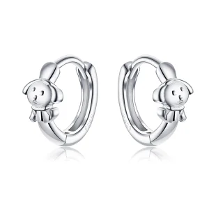 Pandora Style Silver Honest Puppy Hoop Earrings - SCE662 (image for) Pandora Style Silver Honest Puppy Hoop Earrings - SCE662