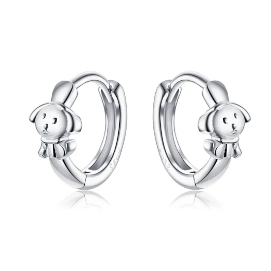 (image for) Pandora Style Silver Honest Puppy Hoop Earrings - SCE662