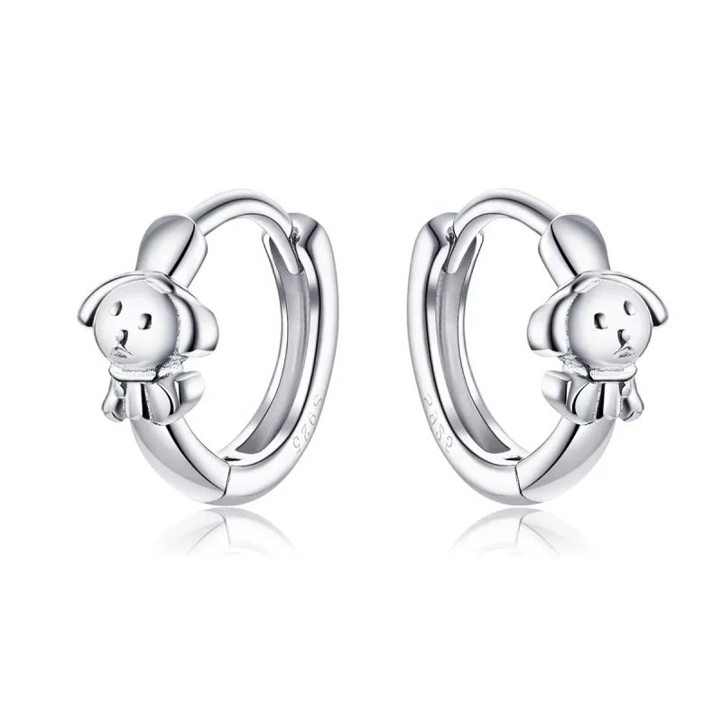 (image for) Pandora Style Silver Honest Puppy Hoop Earrings - SCE662