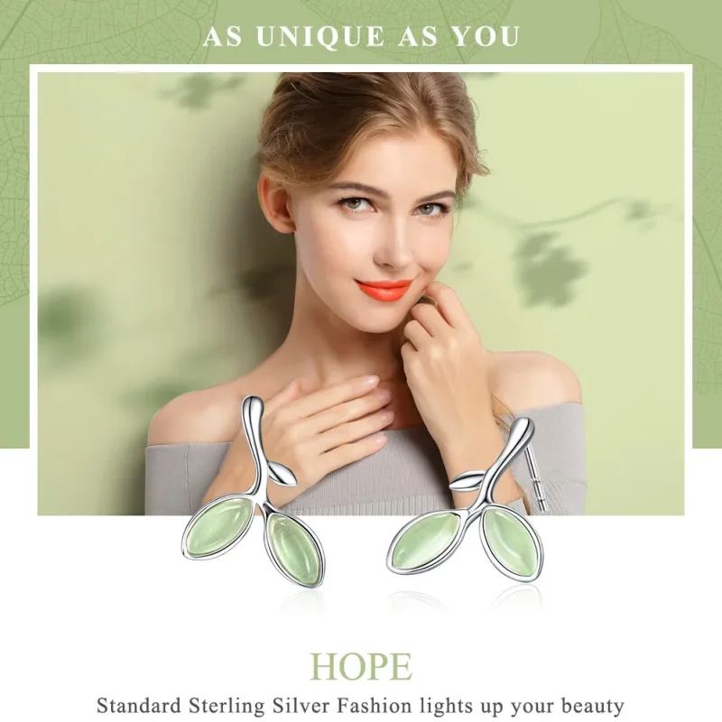 (image for) Pandora Style Silver Hope Stud Earrings - SCE465 - View 2