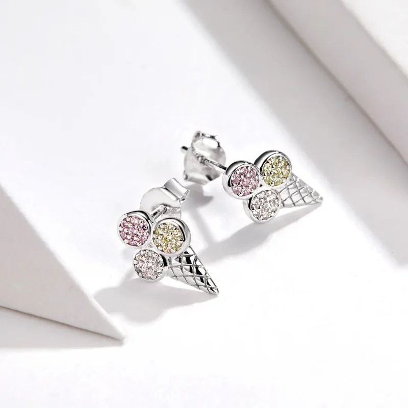 (image for) Pandora Style Silver Ice Cream Stud Earrings - SCE642 - View 2