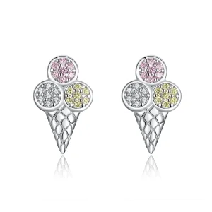 Pandora Style Silver Ice Cream Stud Earrings - SCE642 (image for) Pandora Style Silver Ice Cream Stud Earrings - SCE642