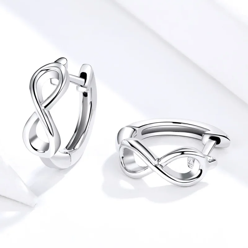 (image for) Pandora Style Silver Infinite Love Hoop Earrings - SCE743 - View 4