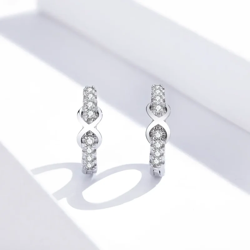 (image for) Pandora Style Silver Infinity Symbol Hoop Earrings - SCE872 - View 4