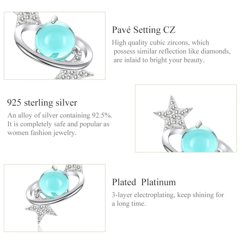 (image for) Pandora Style Silver Interstellar Stud Earrings - SCE701 - View 3