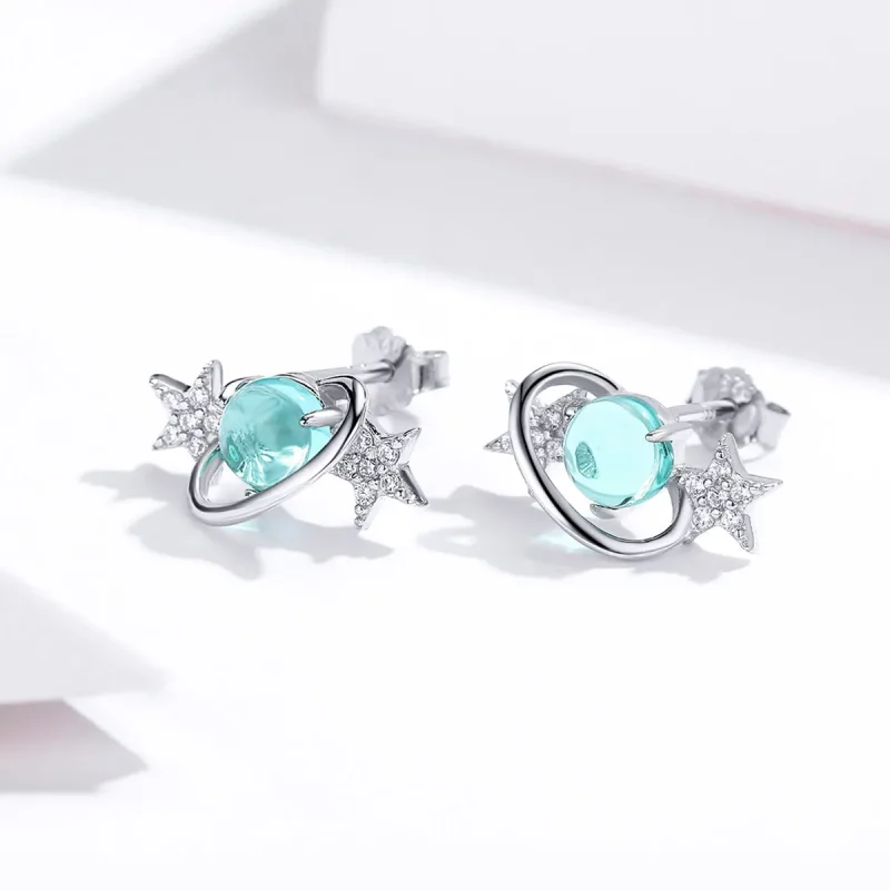 (image for) Pandora Style Silver Interstellar Stud Earrings - SCE701 - View 2