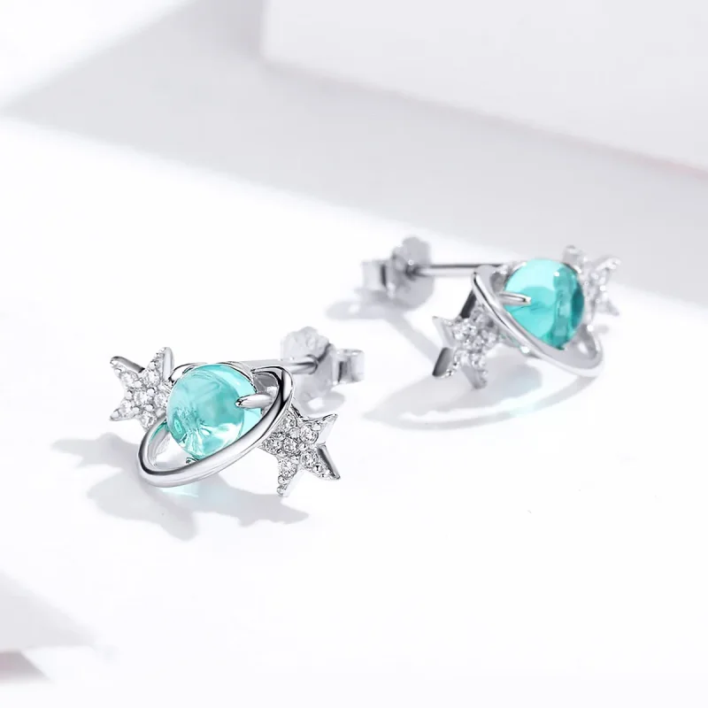 (image for) Pandora Style Silver Interstellar Stud Earrings - SCE701 - View 4