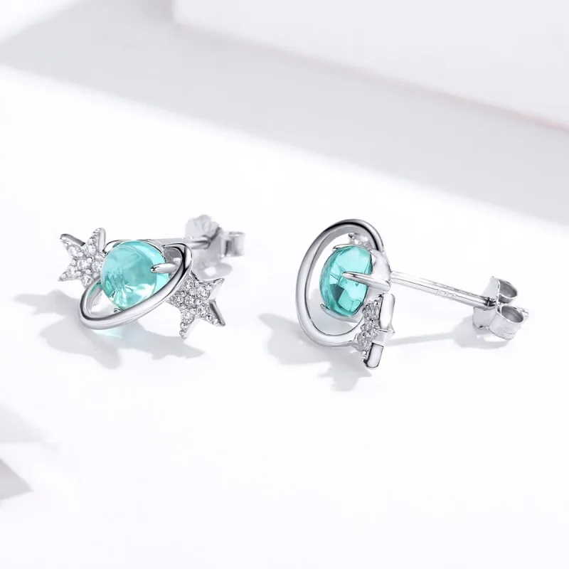 (image for) Pandora Style Silver Interstellar Stud Earrings - SCE701 - View 5