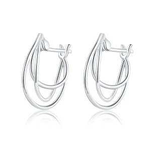 (image for) Pandora Style Silver Intertwined Lines Hoop Earrings - BSE443