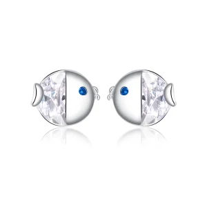 (image for) Pandora Style Silver Kissing Fish Stud Earrings - BSE204