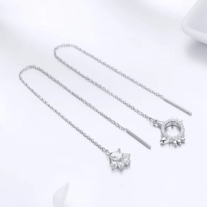 (image for) Pandora Style Silver Kitty & Paw Hanging Earrings - SCE483 - View 3