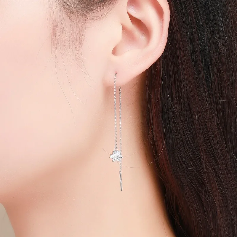 (image for) Pandora Style Silver Kitty & Paw Hanging Earrings - SCE483 - View 6