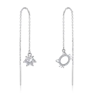 Pandora Style Silver Kitty & Paw Hanging Earrings - SCE483 (image for) Pandora Style Silver Kitty & Paw Hanging Earrings - SCE483