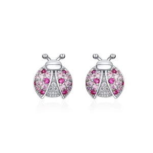 (image for) Pandora Style Silver Ladybug Stud Earrings - SCE715
