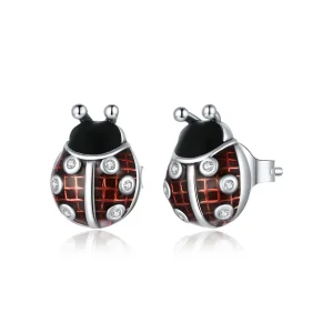 (image for) Pandora Style Silver Ladybug Stud Earrings - SCE972