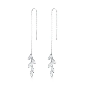 (image for) Pandora Style Silver Leaves Dangle Earrings - SCE987