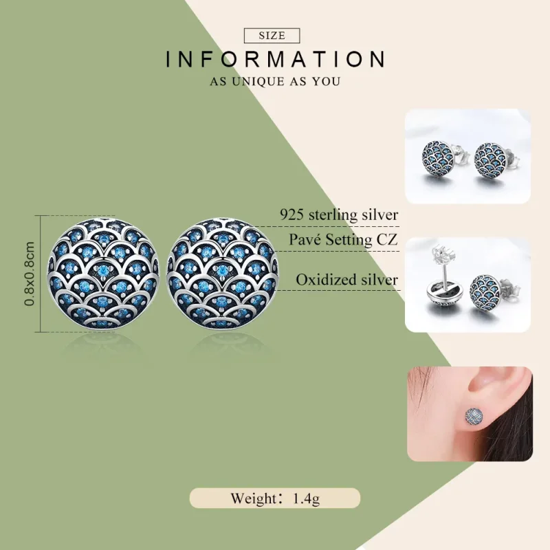 (image for) Pandora Style Silver Legend of The Sea Stud Earrings - SCE239 - View 3
