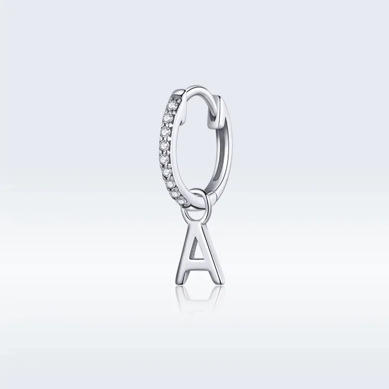 (image for) Pandora Style Silver Letter A Dangle Earrings - SCE848-A - View 5
