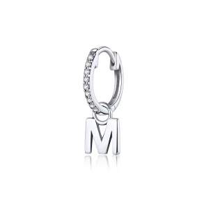 (image for) Pandora Style Silver Letter M Dangle Earrings - SCE848-M