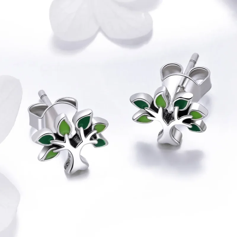 (image for) Pandora Style Silver Life Tree Stud Earrings - SCE409 - View 2