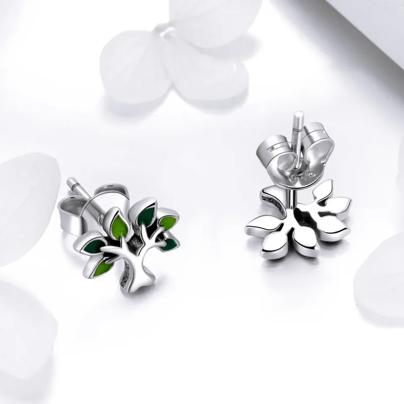 (image for) Pandora Style Silver Life Tree Stud Earrings - SCE409 - View 3