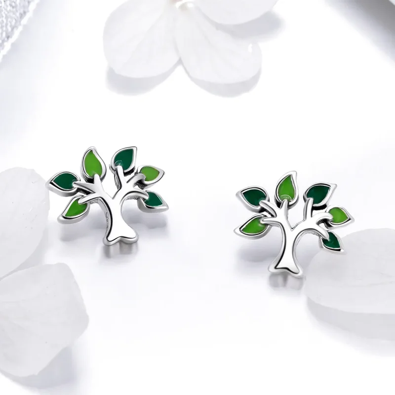 (image for) Pandora Style Silver Life Tree Stud Earrings - SCE409 - View 4