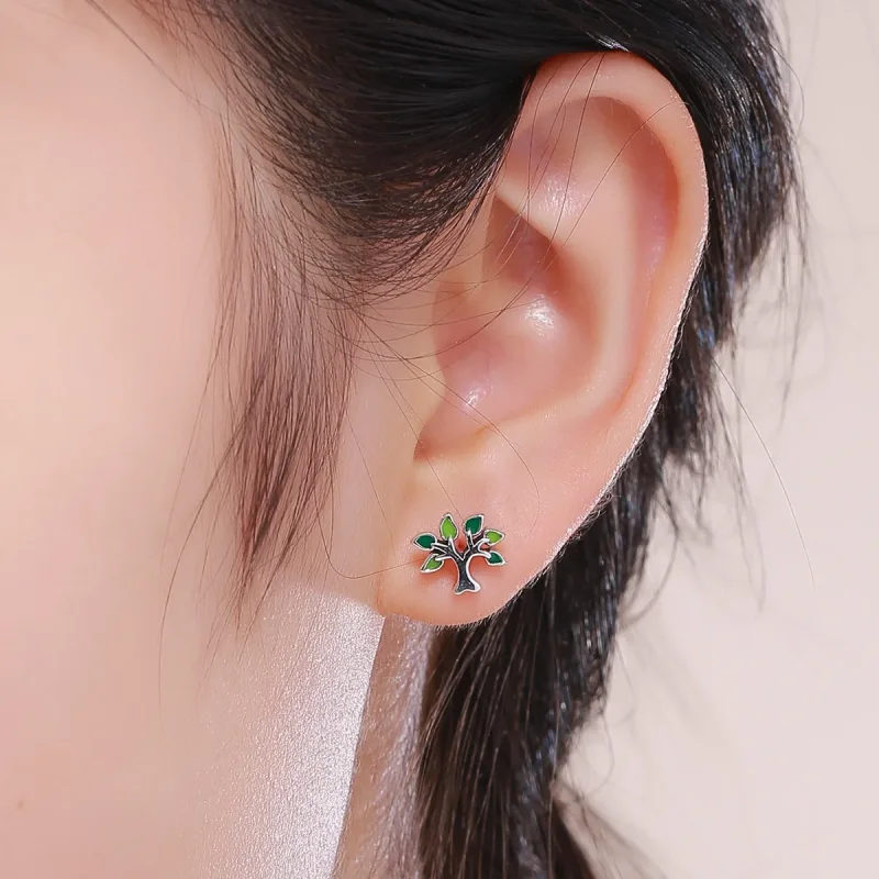 (image for) Pandora Style Silver Life Tree Stud Earrings - SCE409 - View 5