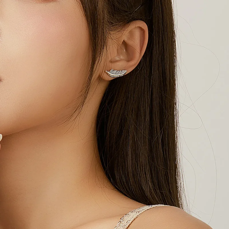 (image for) Pandora Style Silver Light As A Feather Stud Earrings - SCE865 - View 5