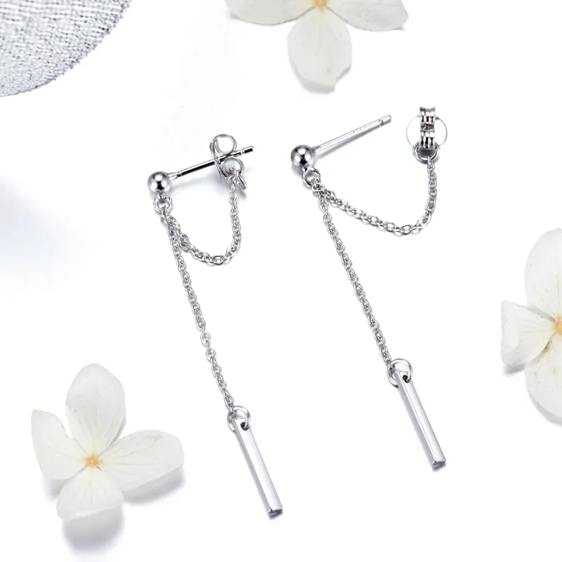 (image for) Pandora Style Silver Light Geometry Hanging Earrings - SCE550 - View 3