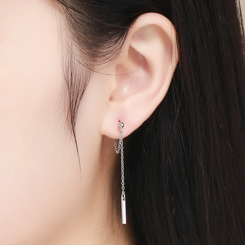 (image for) Pandora Style Silver Light Geometry Hanging Earrings - SCE550 - View 4