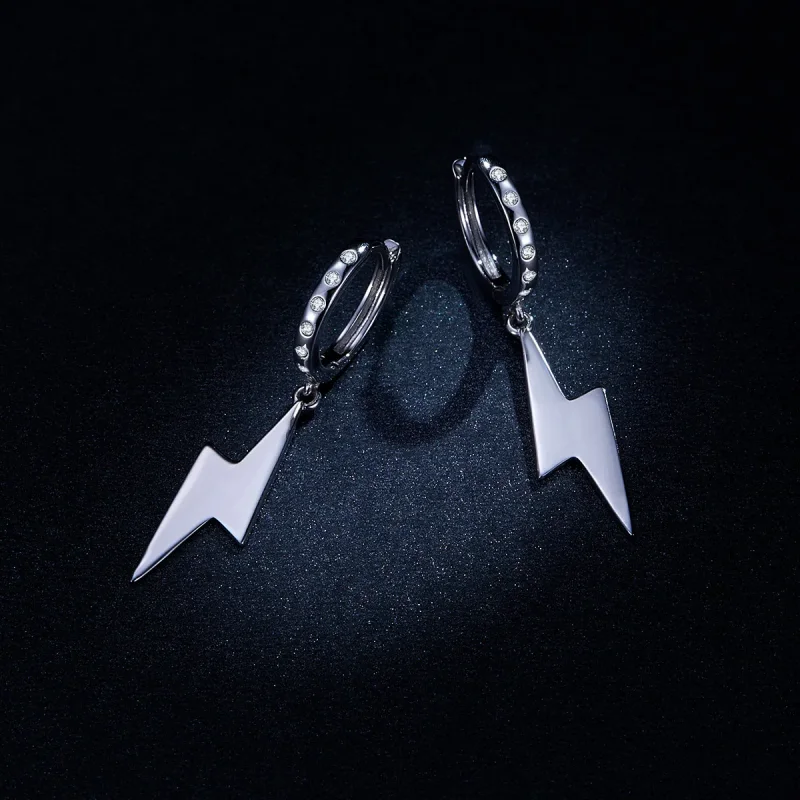 (image for) Pandora Style Silver Lightning Bolt Dangle Earrings - BSE221 - View 9