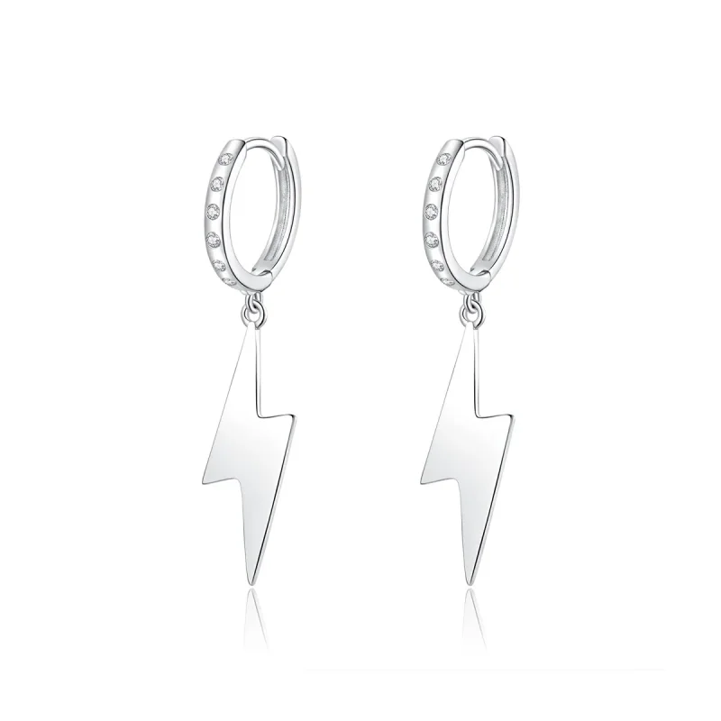 (image for) Pandora Style Silver Lightning Bolt Dangle Earrings - BSE221
